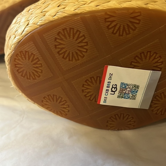 Ugg ankle strap wedges with metallic leather straps and raffia espadrille wedge - Picture 6 of 11